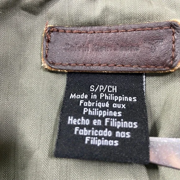 Y2K Calvin Klein Jeans Cropped Utility Vest Sz S Olive Green Leather Trim - Picture 2 of 6